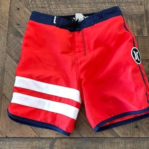 Hurley red and blu boys swim trunks